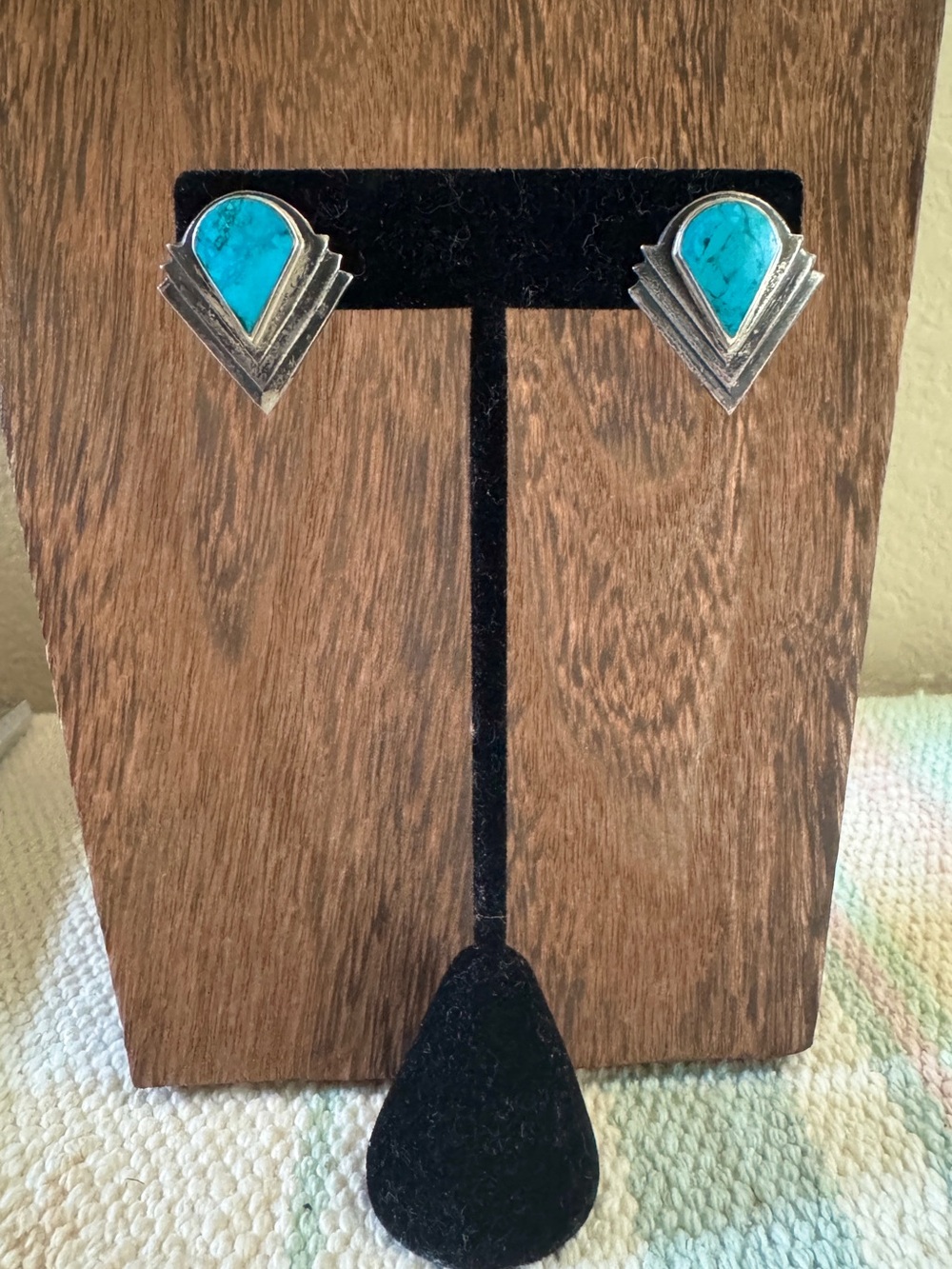 Vintage Turquoise Sterling Silver Stud Earrings